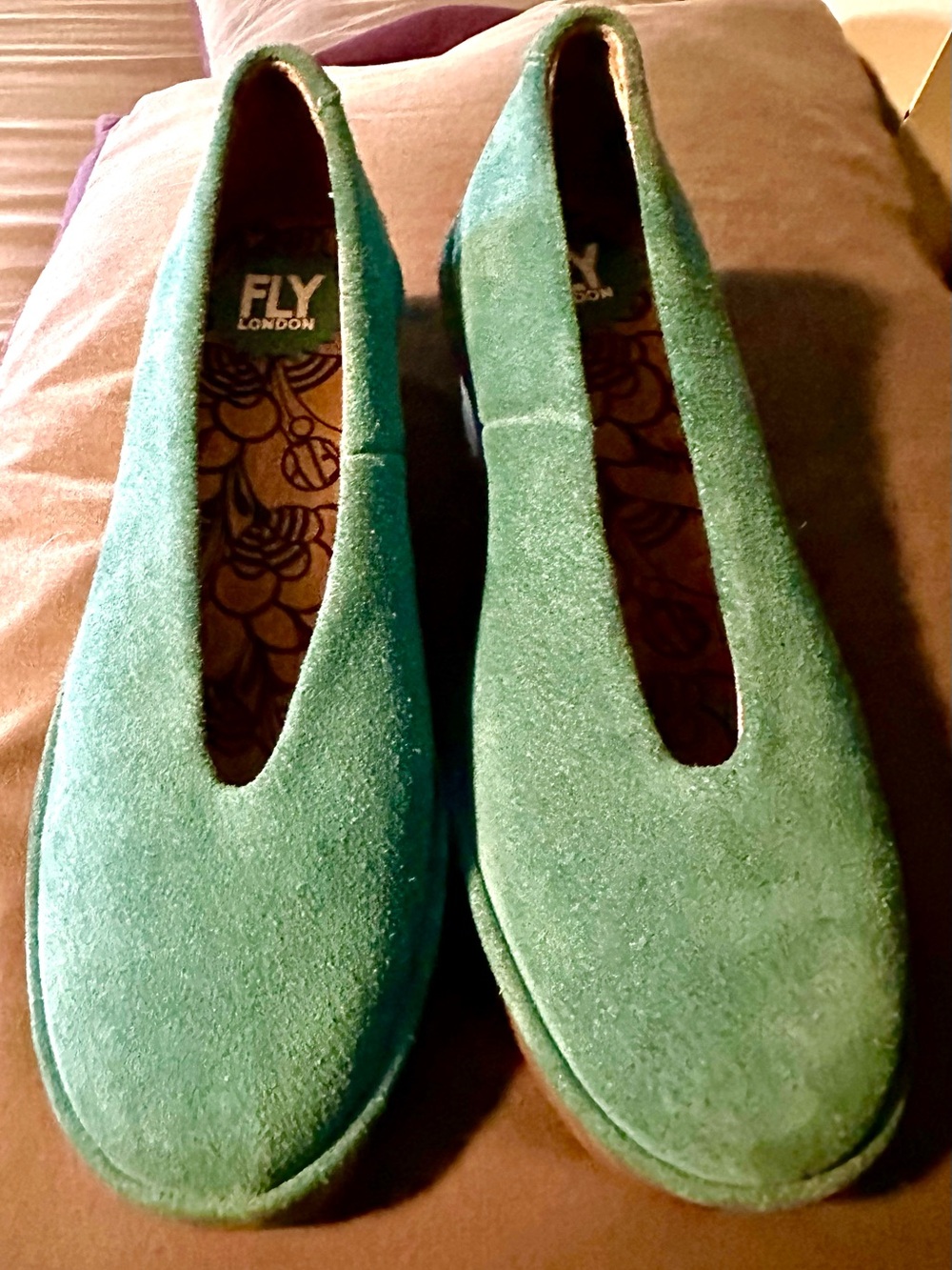 Fly London Suede Wedge Heel in Turquoise